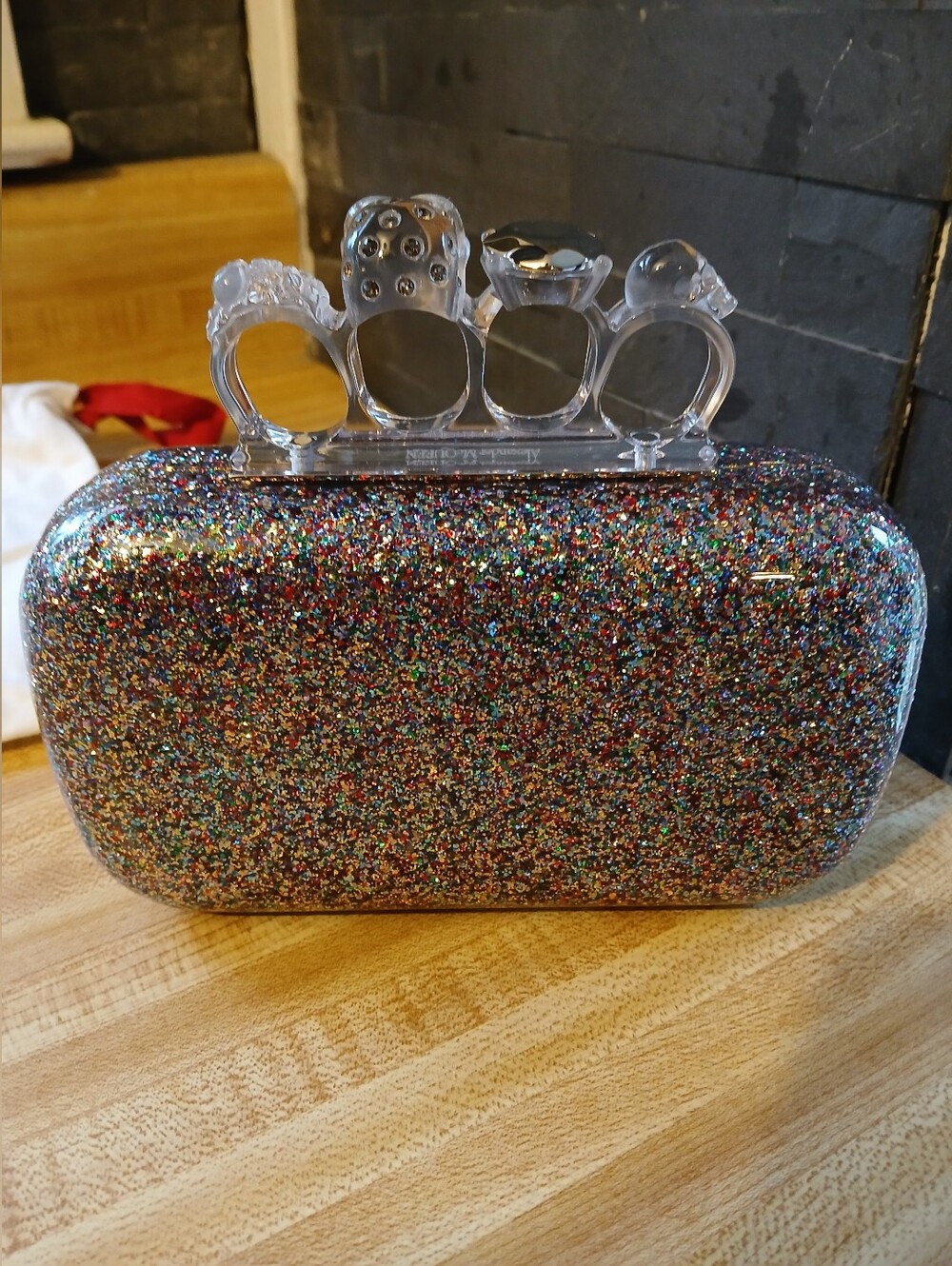 Alexander McQueen NWT RARE Multi Glittered Knuckle Bag & Dustbag - Picture 5 of 10